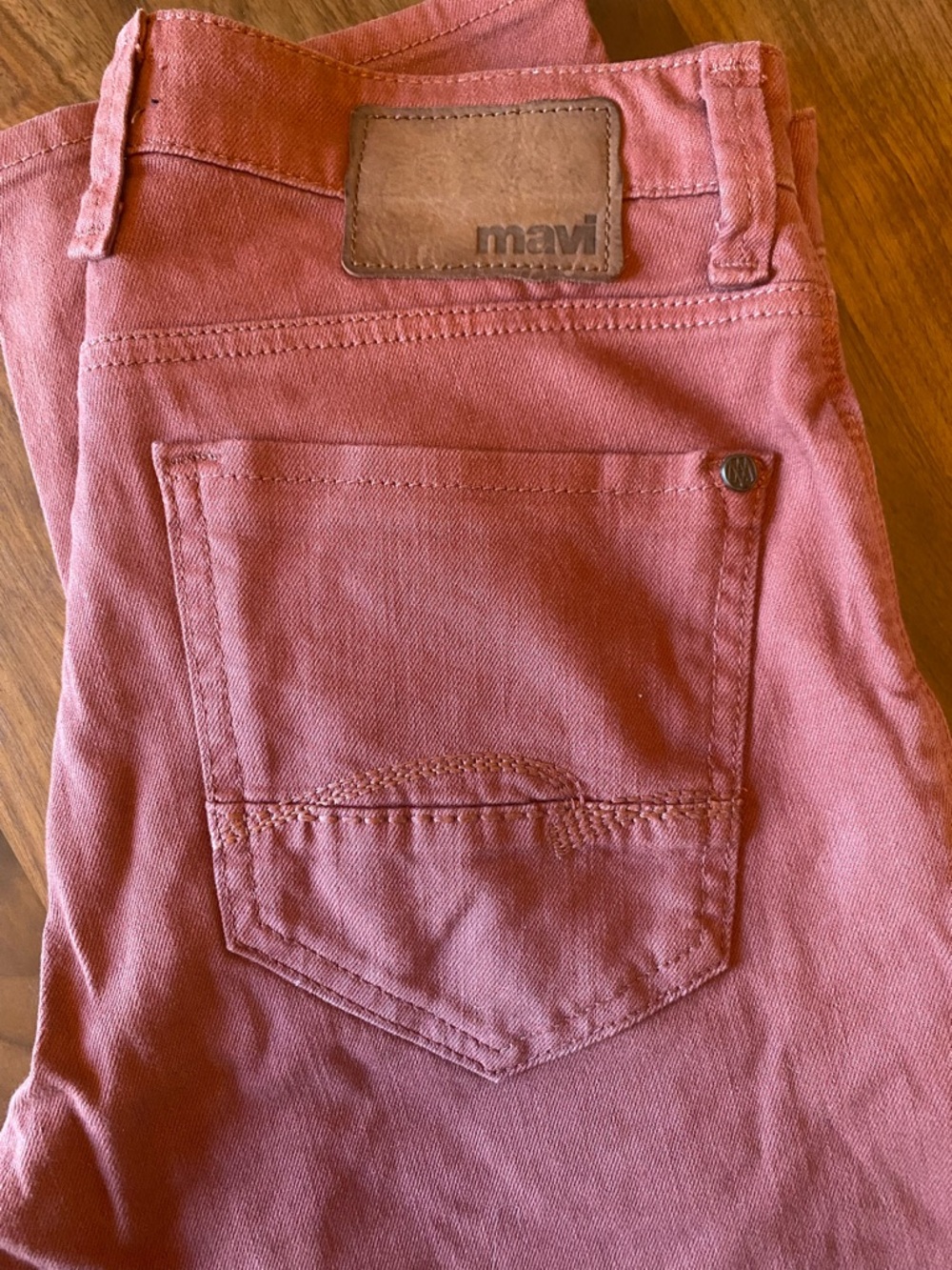 Mavi Rust-Pink Denim Jeans Waist with Branded Button